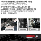 Adjustable Ball Mount Kit With Dual Ball, 2" Receiver, 6" Drop