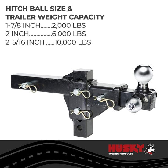 Tri-Ball Adjustable Hitch Ball Mount, 2000/6000 lb/10000 lb GTW