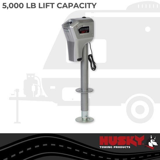 Super Brute Electric Tongue Jack, 5000 lb w/Remote- Silver