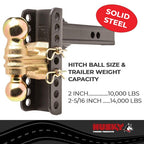 Adjustable Ball Mount Kit With Dual Ball, 2" Receiver, 6" Drop