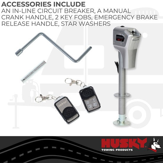 Super Brute Electric Tongue Jack, 5000 lb w/Remote- Silver
