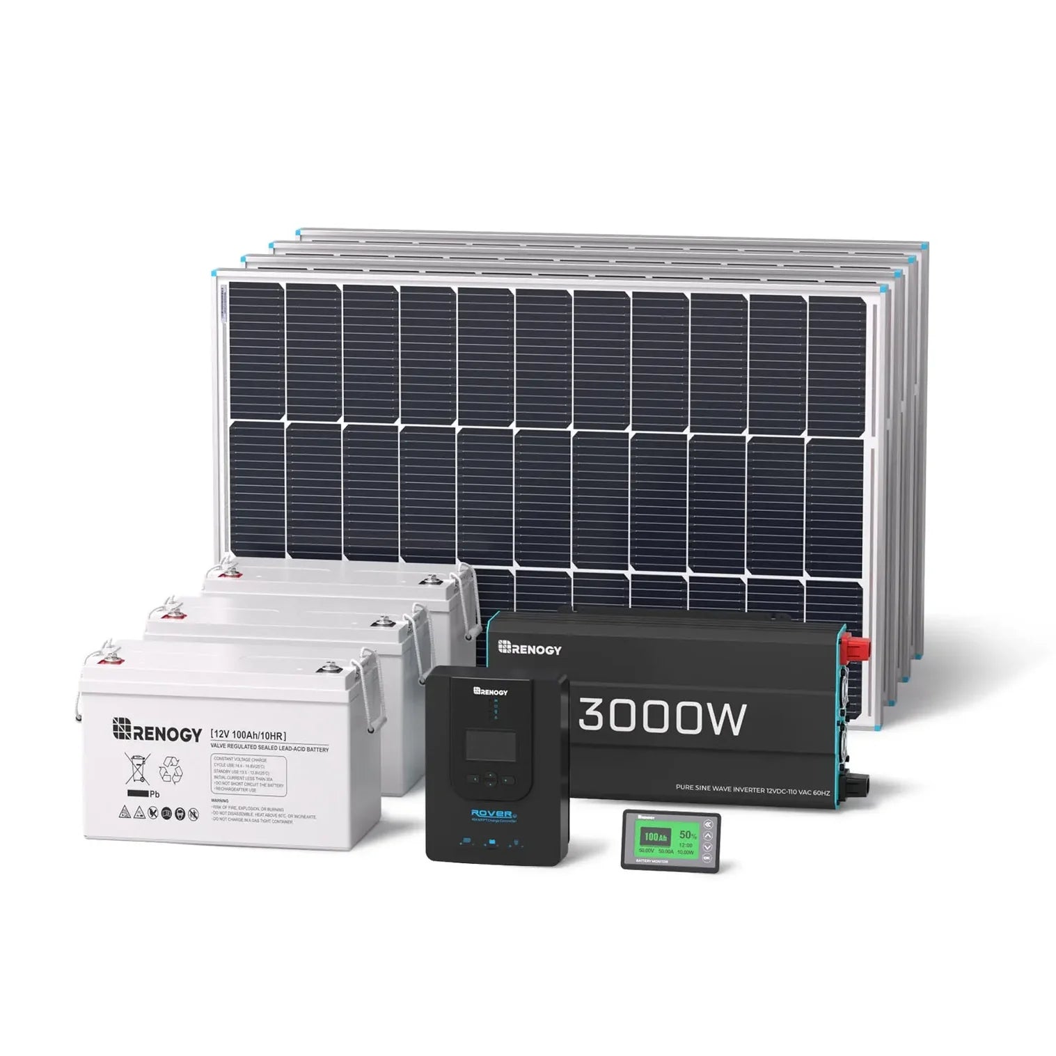 Renogy - 400W 12V Complete Solar Panel Kit with 3.6kWh Battery