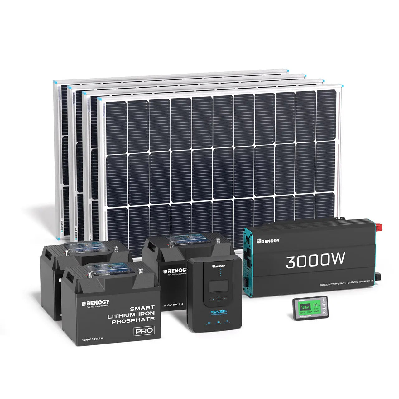 Renogy - 400W 12V Complete Solar Panel Kit with 3.6kWh Battery